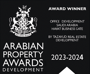 جائزة أفضل مركز أعمال 2023 لمشروع حياة بزنس جيت من Arabian Property Awards